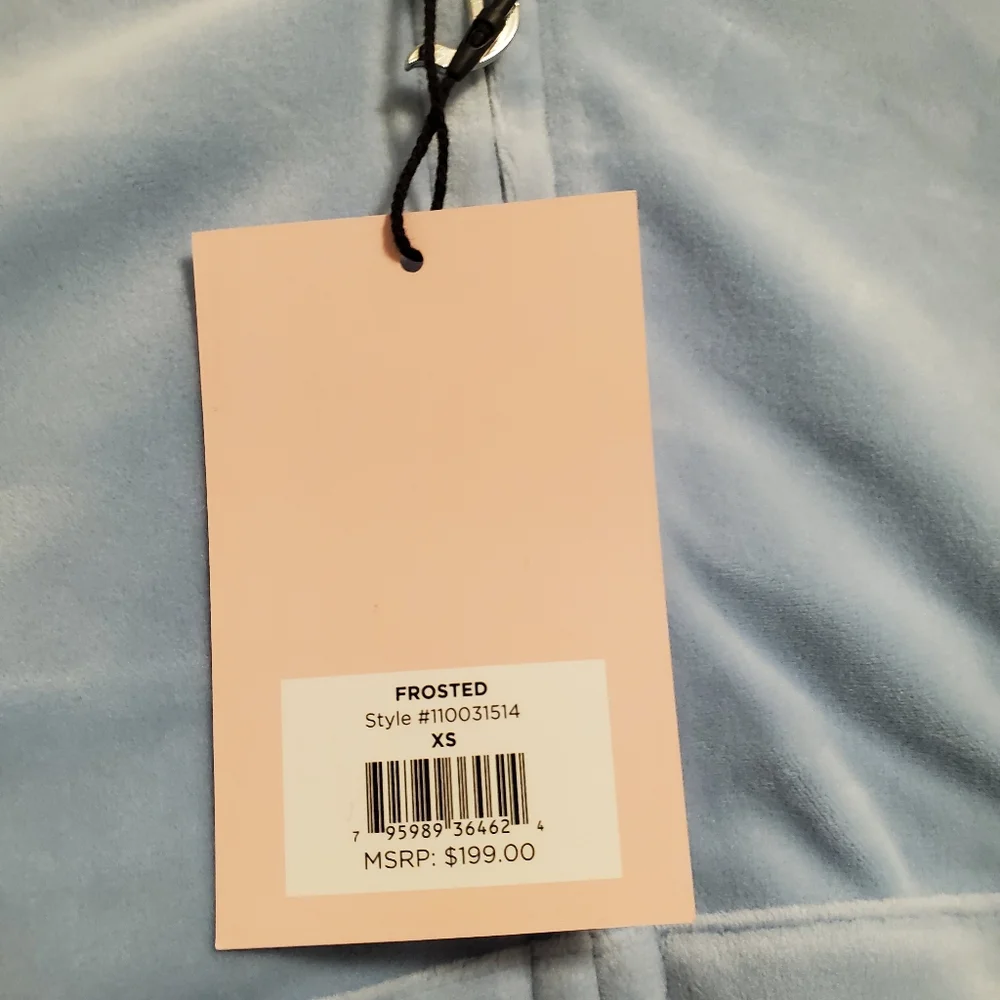 Stylish Juicy Couture tracksuit. Frosted light blue velour with iconic logo. - Picture 10 of 11